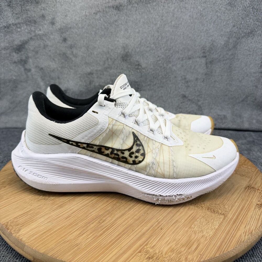 Nike Zoom Winflo Shoes Womens Size 7 White Leopard Running Sneakers DA3056-100